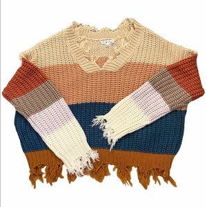 Distressed Striped Sweater